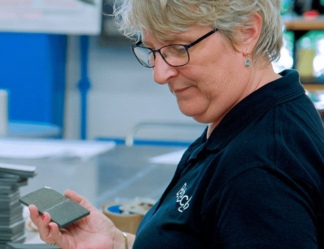 Produksjon ved Betechs fabrikk i Bramming i Danmark